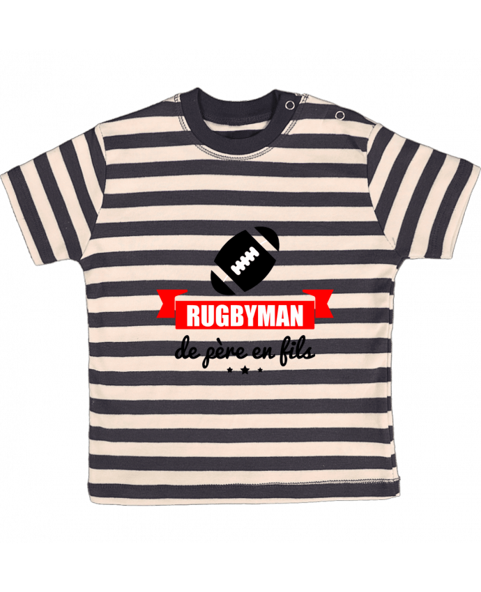 T-shirt baby with stripes Rugbyman de père en fils, rugby, rugbyman by Benichan