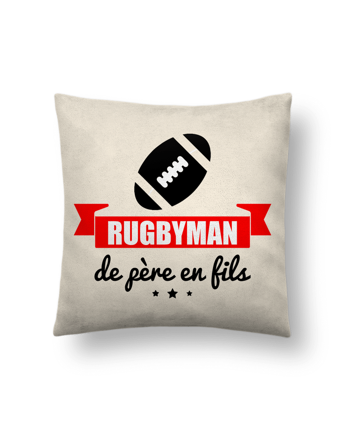 Cojín Piel de Melocotón 45 x 45 cm Rugbyman de père en fils, rugby, rugbyman por Benichan