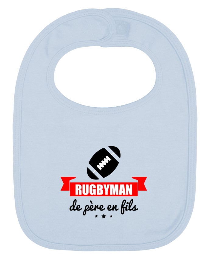 Bavoir bébé uni Rugbyman de père en fils, rugby, rugbyman par Benichan
