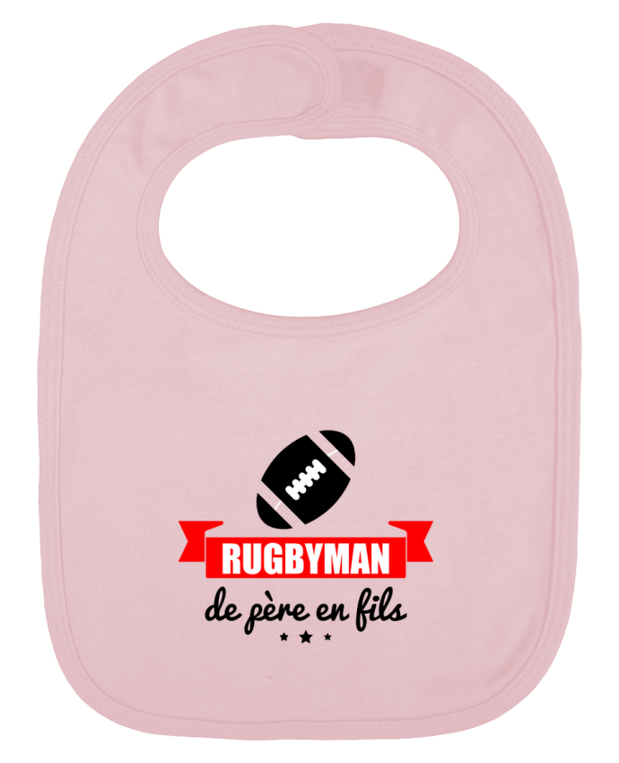 Baby Bib plain and contrast Rugbyman de père en fils, rugby, rugbyman by Benichan