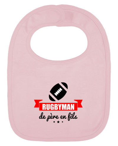 Bavoir bébé uni Rugbyman de père en fils, rugby, rugbyman par Benichan