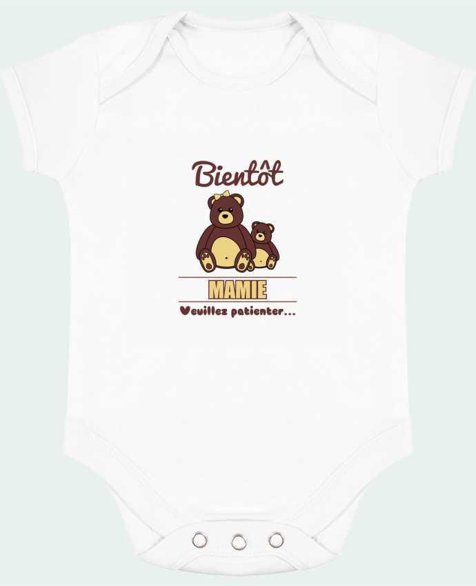 Body bébé manches contrastées Bientôt Mamie, future grand-mère, ourson, famille, grossesse par Benic