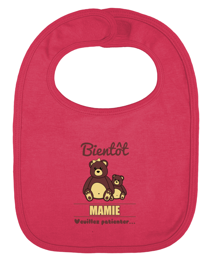 Baby Bib plain and contrast Bientôt Mamie, future grand-mère, ourson, famille, grossesse by Benichan