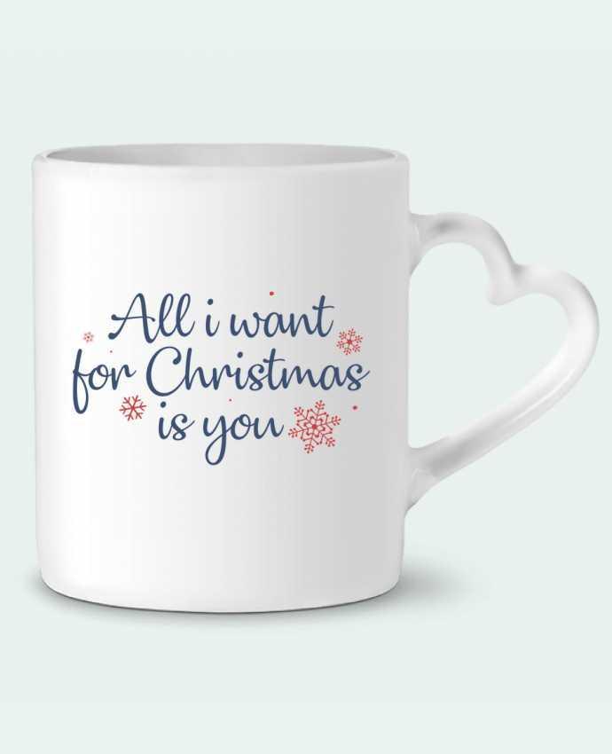 Mug coeur All i want for christmas is you par Nana