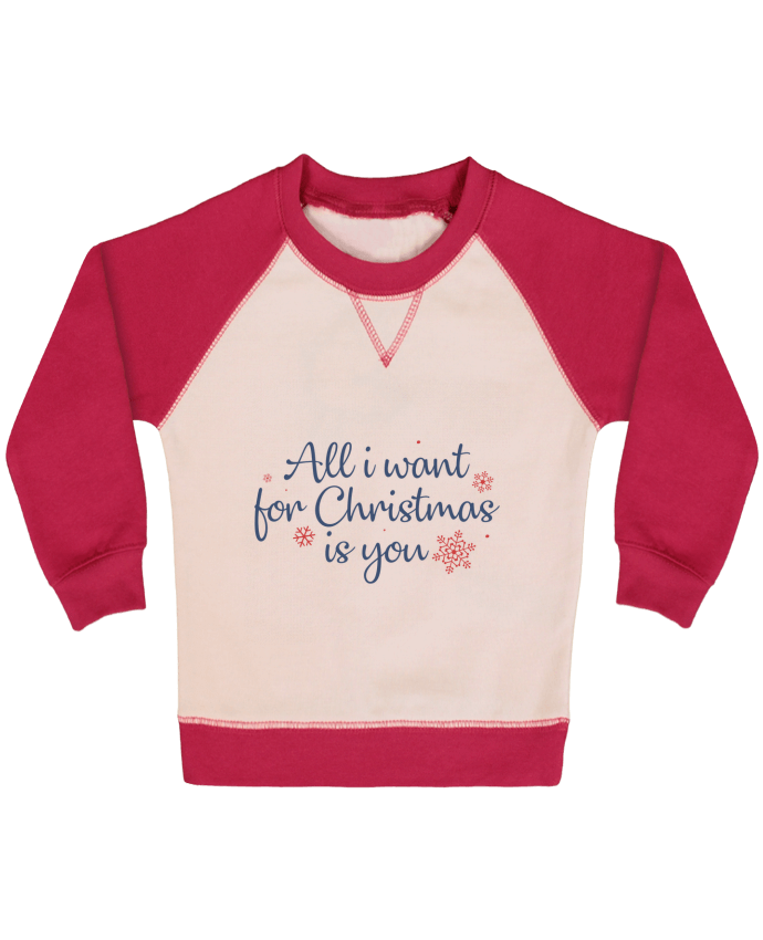 Sweatshirt Baby crew-neck sleeves contrast raglan All i want for christmas is you by Nana