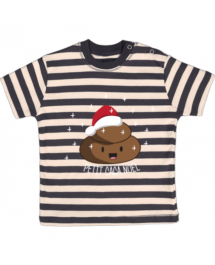 T-shirt baby with stripes Petit caca noël by tunetoo