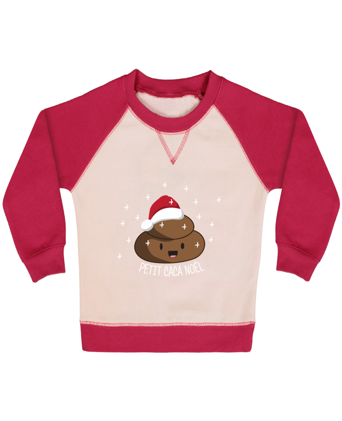 Sweat bébé manches contrastée Petit caca noël par tunetoo