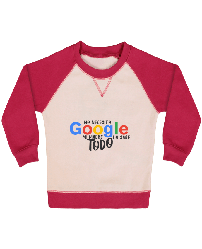Sweatshirt Baby crew-neck sleeves contrast raglan Google - Mi madre lo sabe todo by tunetoo