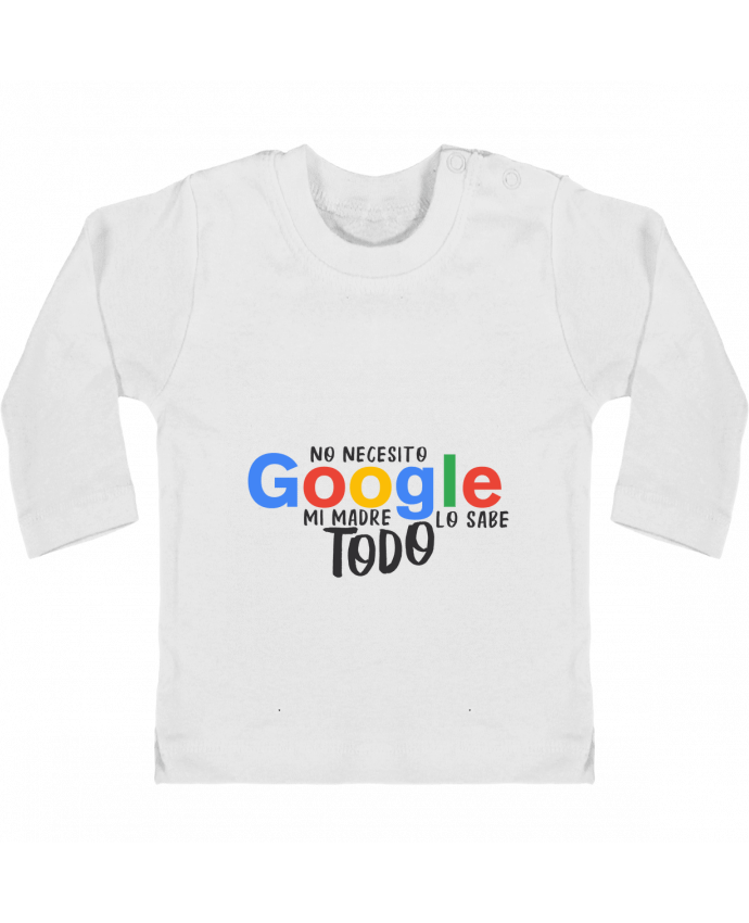 Camiseta Bebé Manga Larga con Botones  Google - Mi madre lo sabe todo manches longues du designer tunetoo