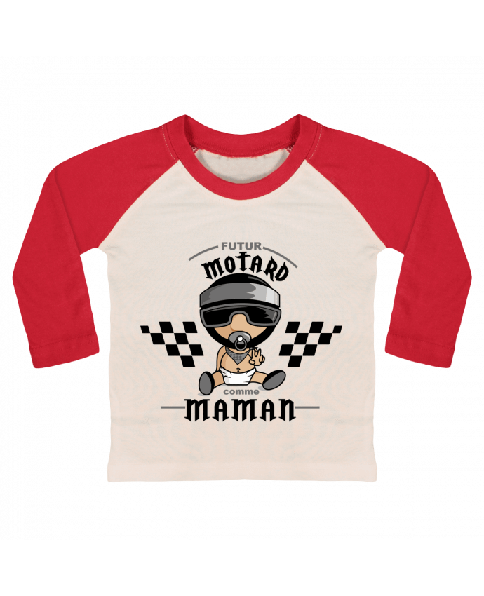 T-shirt baby Baseball long sleeve Futur Motard comme maman by GraphiCK-Kids