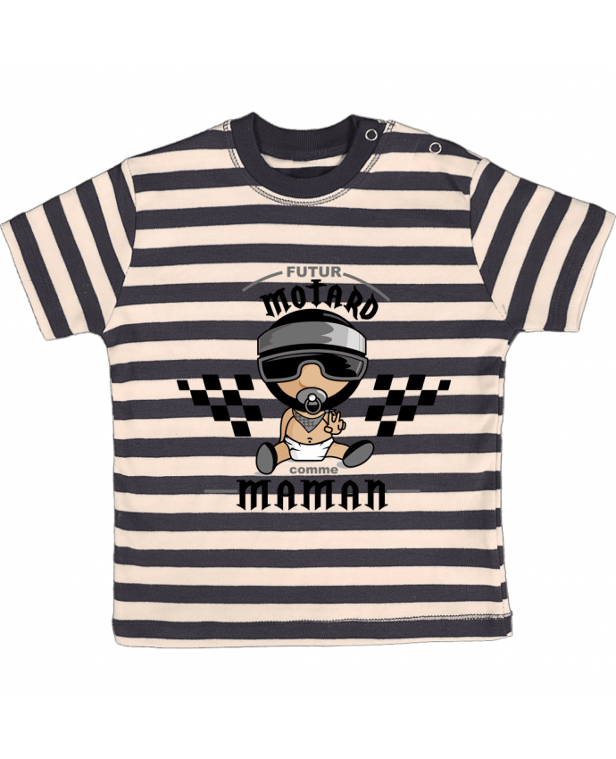 T-shirt baby with stripes Futur Motard comme maman by GraphiCK-Kids