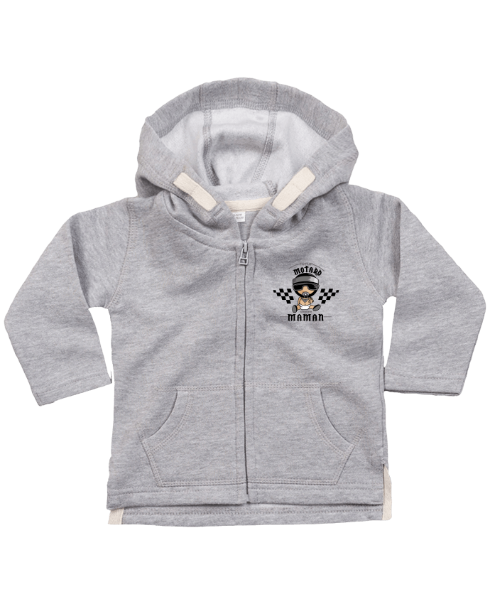 Hoddie with zip for baby Futur Motard comme maman by GraphiCK-Kids