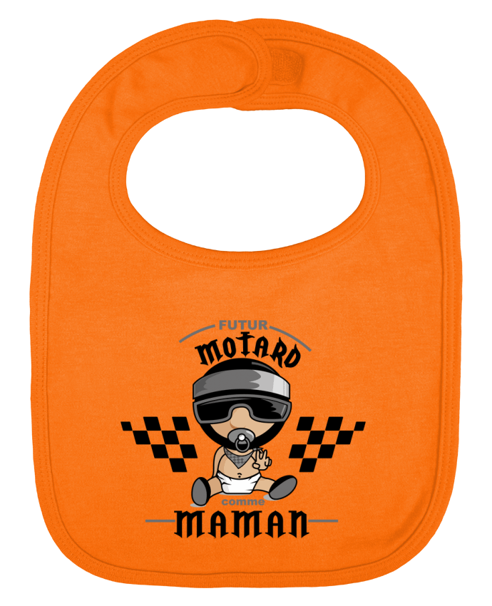 Baby Bib plain and contrast Futur Motard comme maman by GraphiCK-Kids