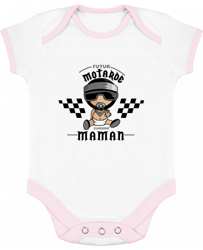 Body bébé manches contrastées Futur motarde comma maman par GraphiCK-Kids