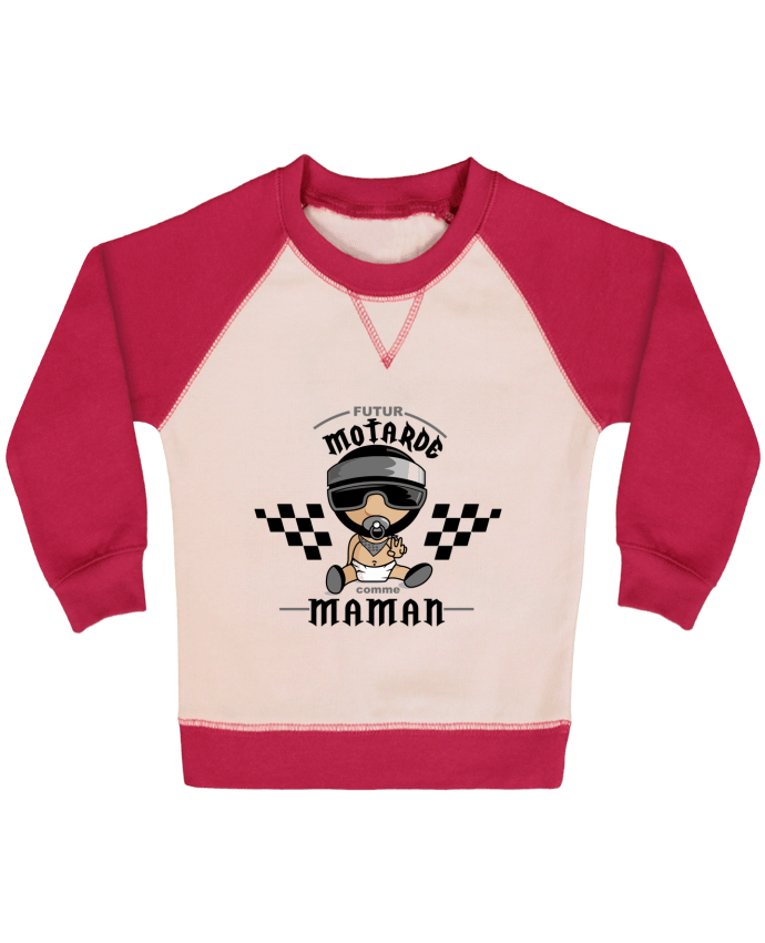 Sweatshirt Baby crew-neck sleeves contrast raglan Futur motarde comma maman by GraphiCK-Kids