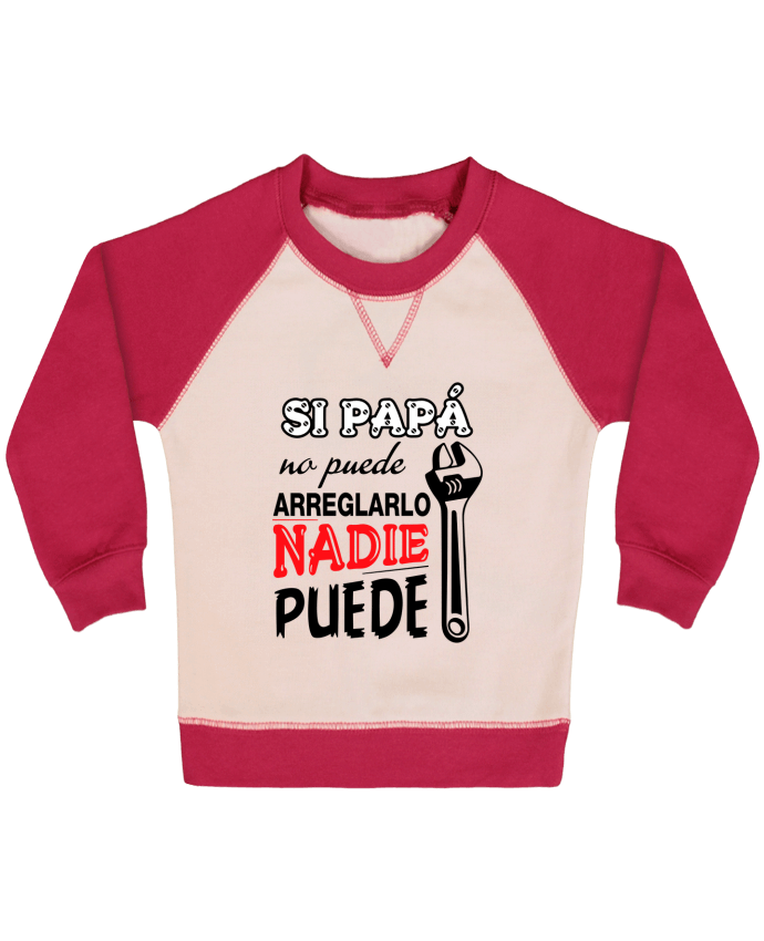 Sudadera Bebé Cuello Redondo Mangas Contraste Si papá no puede arreglarlo por tunetoo