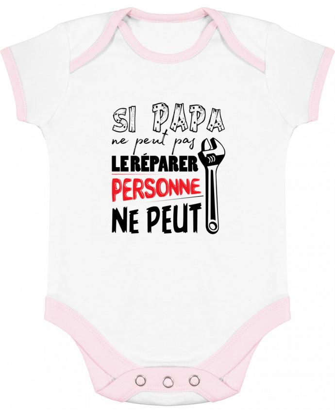 Body bébé manches contrastées Si papa ne peut pas le réparer... par tunetoo