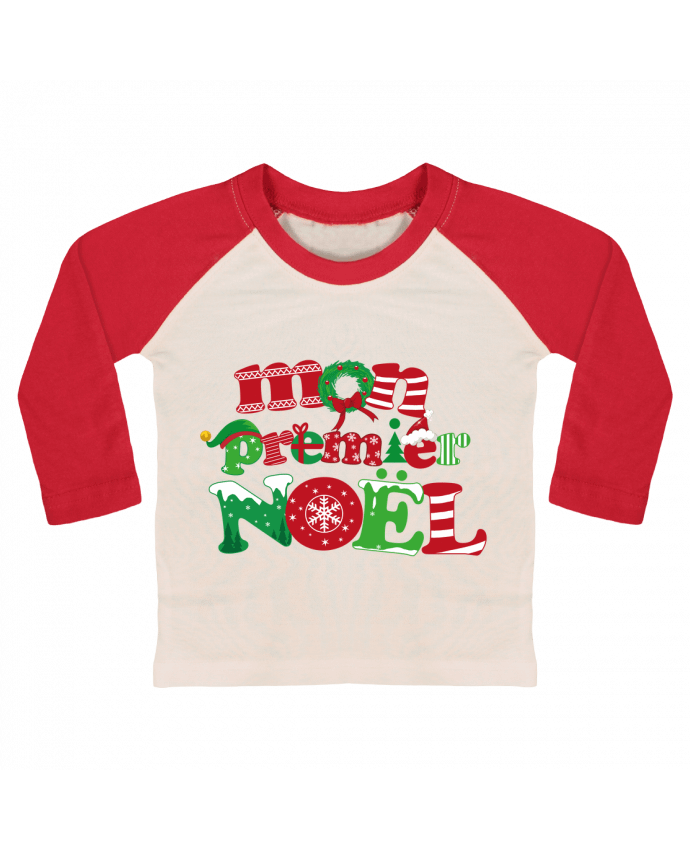 Tee-shirt Bébé Baseball ML Mon  premier Noël par GraphiCK-Kids