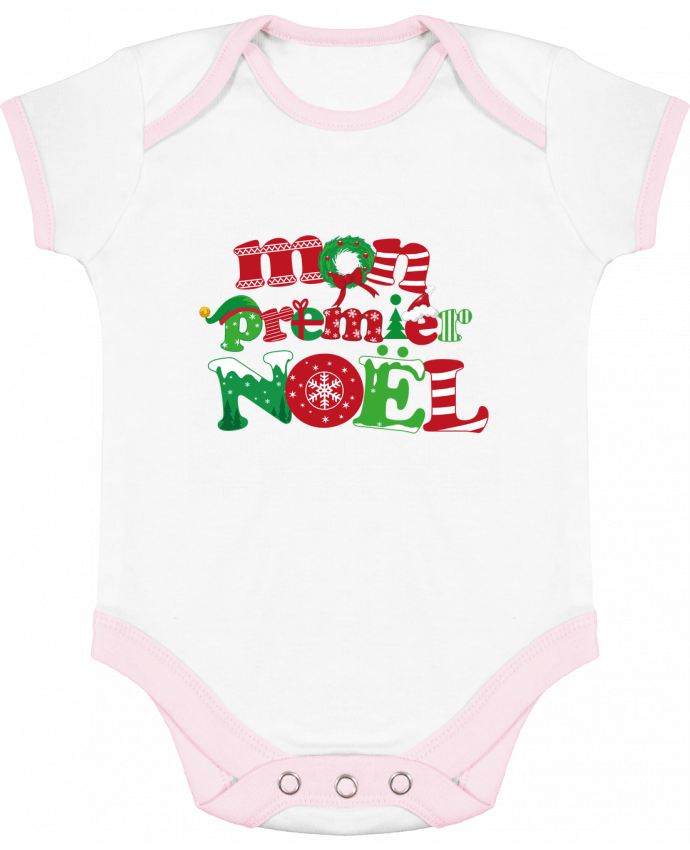 Body bébé manches contrastées Mon  premier Noël par GraphiCK-Kids