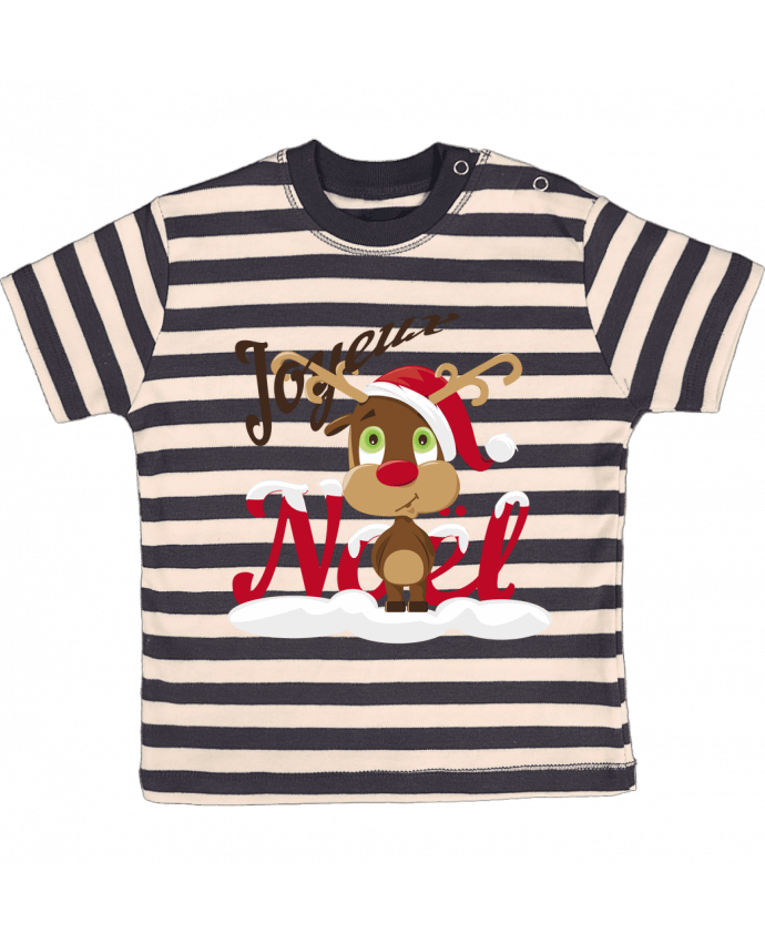 Camiseta Bebé a Rayas Renne Joyeux Noël Enfant por GraphiCK-Kids
