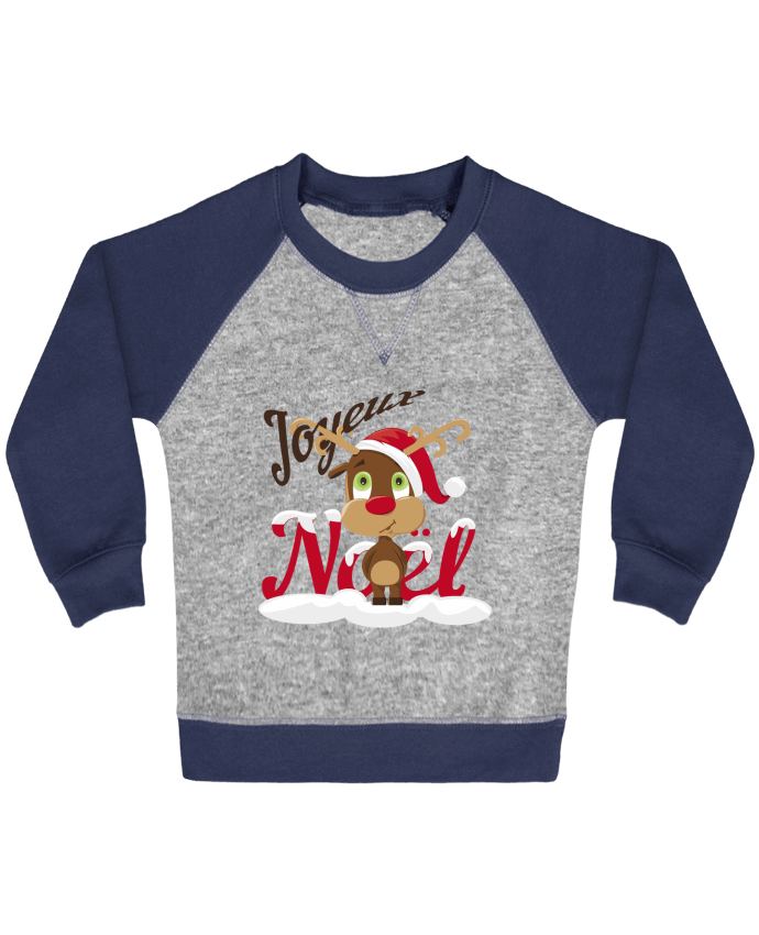 Sweatshirt Baby crew-neck sleeves contrast raglan Renne Joyeux Noël Enfant by GraphiCK-Kids