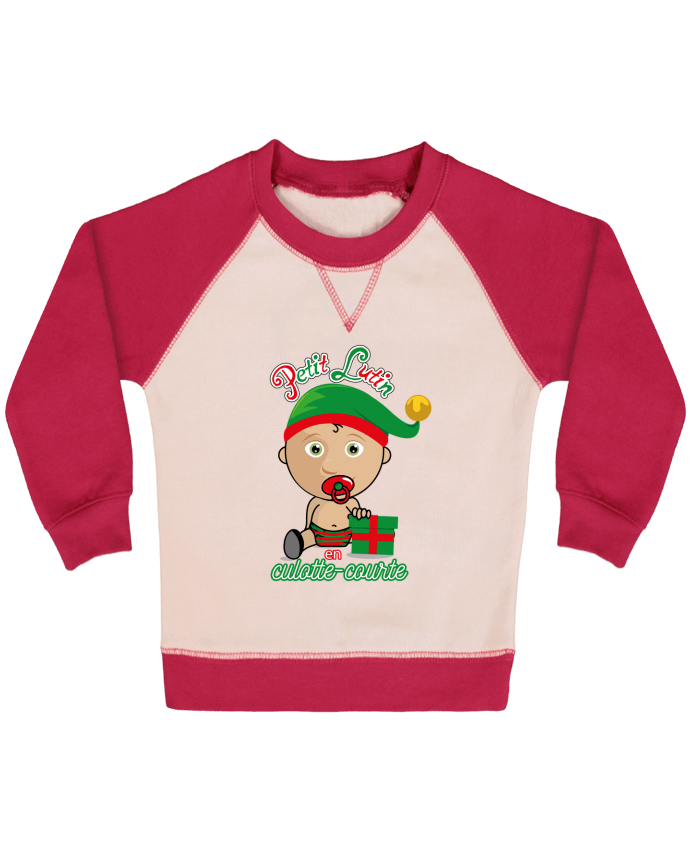 Sweatshirt Baby crew-neck sleeves contrast raglan Petit Lutin de Noël by GraphiCK-Kids