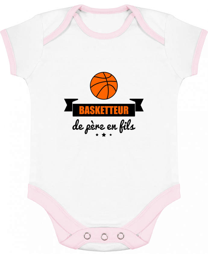 Body bébé manches contrastées Basketteur de père en fils, cadeau basket par Benichan