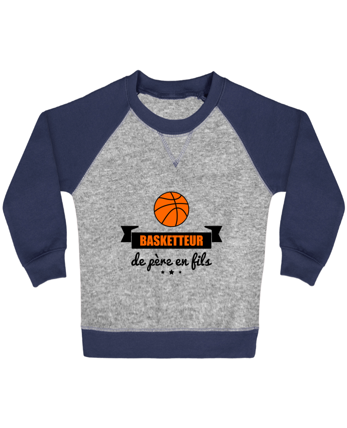 Sweatshirt Baby crew-neck sleeves contrast raglan Basketteur de père en fils, cadeau basket by Benichan