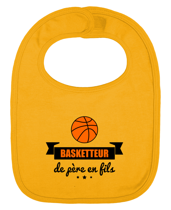 Baby Bib plain and contrast Basketteur de père en fils, cadeau basket by Benichan