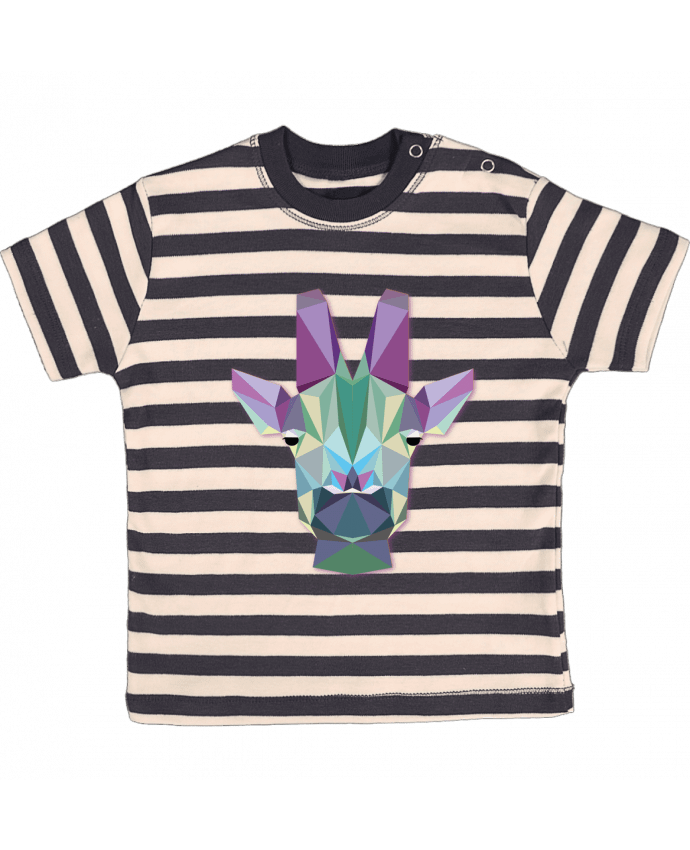 T-shirt baby with stripes Jirafa Poligonal by color indigo
