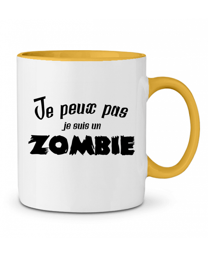 Two-tone Ceramic Mug Je peux pas je suis un Zombie L'Homme Sandwich