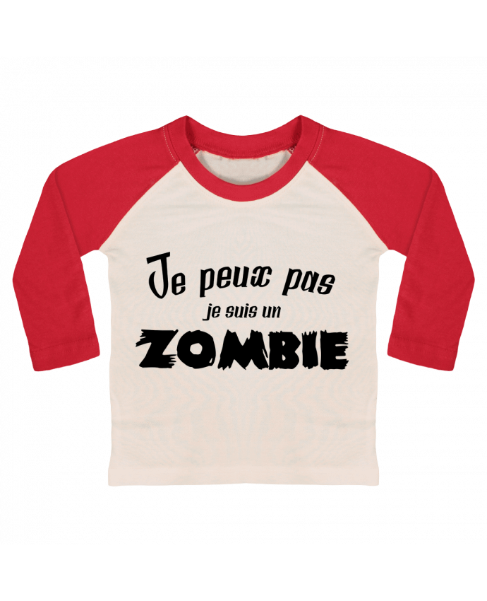 Tee-shirt Bébé Baseball ML Je peux pas je suis un Zombie par L'Homme Sandwich