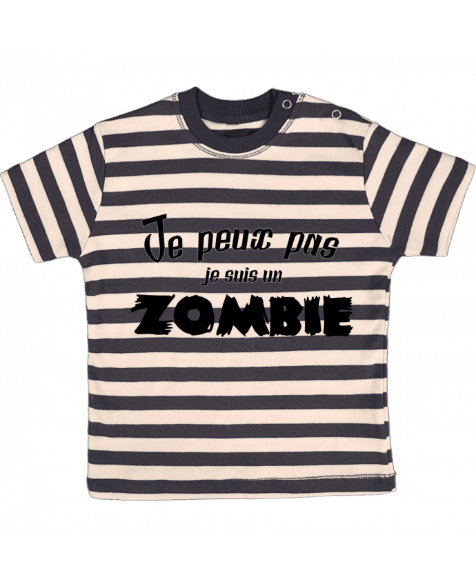 Camiseta Bebé a Rayas Je peux pas je suis un Zombie por L'Homme Sandwich