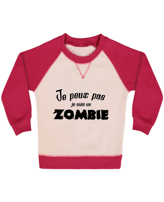 Sweatshirt Baby crew-neck sleeves contrast raglan Je peux pas je suis un Zombie by L'Homme Sandwich