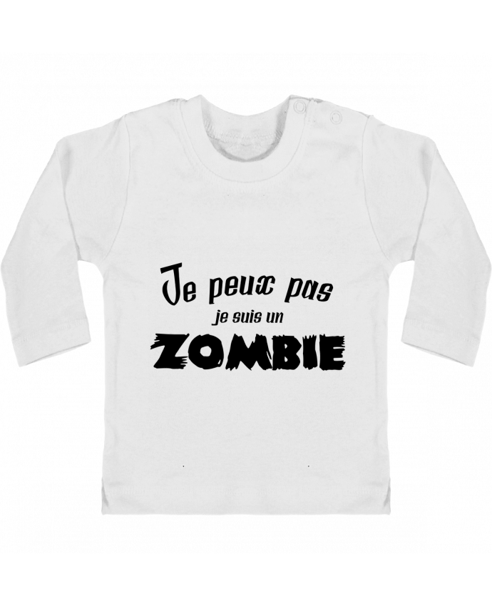 Baby T-shirt with press-studs long sleeve Je peux pas je suis un Zombie manches longues du designer L'Homme Sandwich