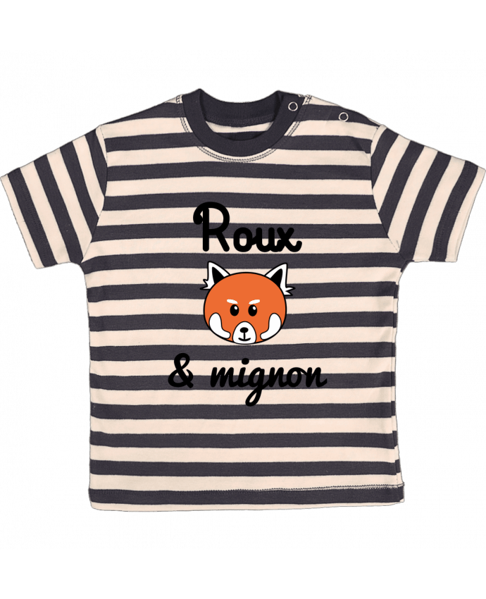 Tee-shirt bébé à rayures Roux & Mignon, Panda roux par Benichan