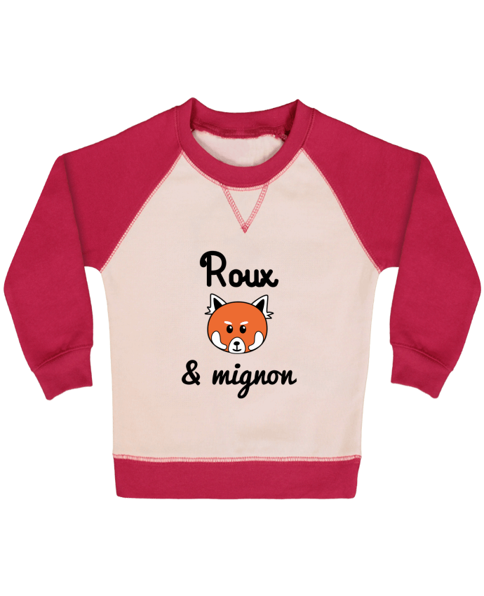 Sweatshirt Baby crew-neck sleeves contrast raglan Roux & Mignon, Panda roux by Benichan