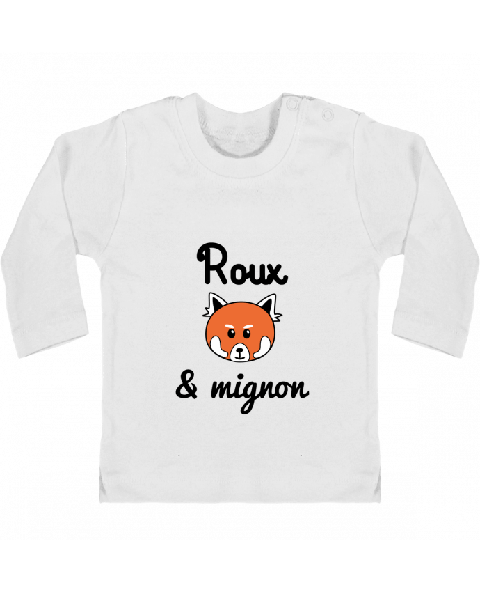Baby T-shirt with press-studs long sleeve Roux & Mignon, Panda roux manches longues du designer Benichan
