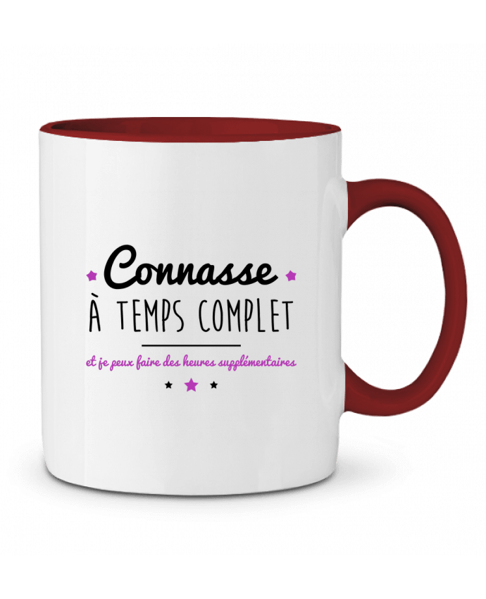 Mug bicolore Connasse à temps complet et je peux faire des heures supplémentaires Benichan
