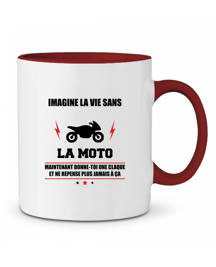 Mug bicolore Imagine la vie sans la moto Benichan