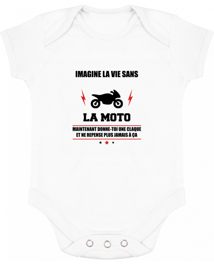 Body bébé manches contrastées Imagine la vie sans la moto par Benichan