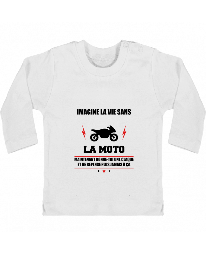 Baby T-shirt with press-studs long sleeve Imagine la vie sans la moto manches longues du designer Benichan