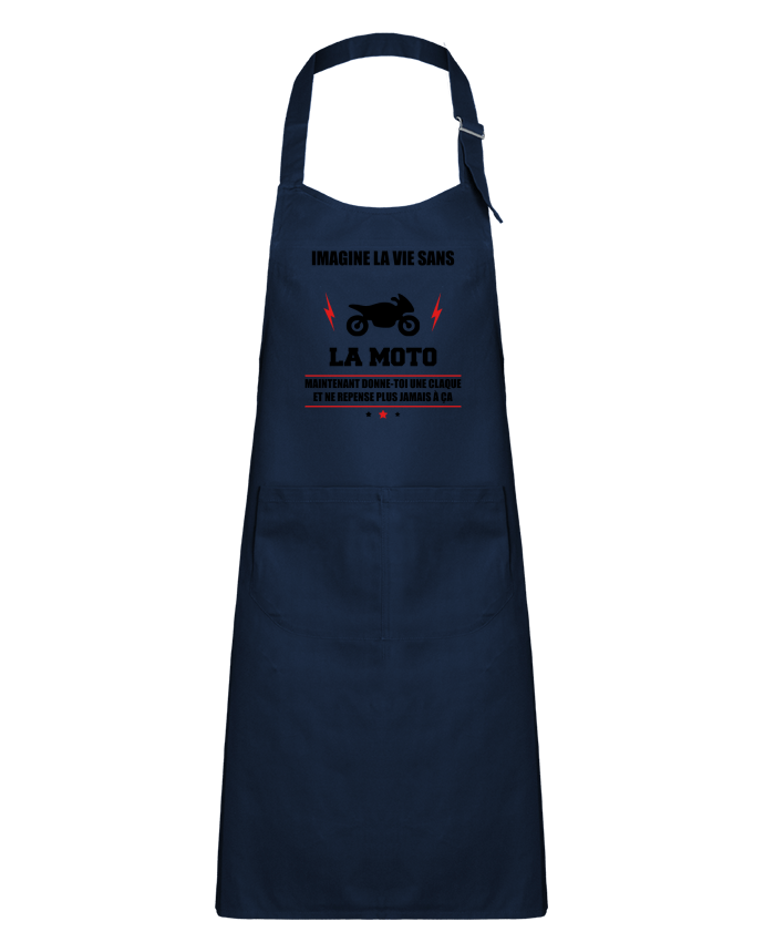 Kids chef pocket apron Imagine la vie sans la moto by Benichan