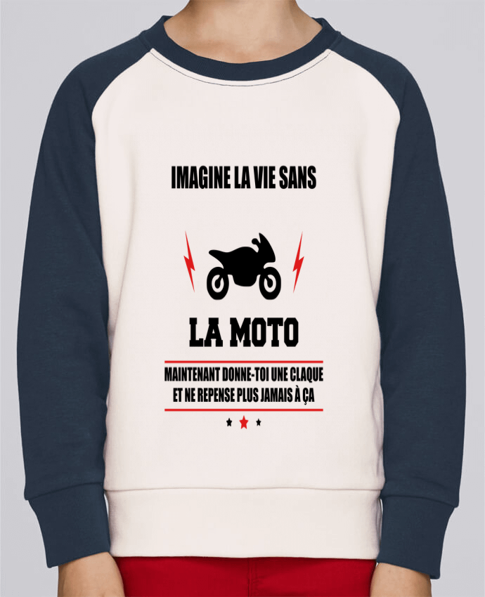 Sudadera Cuello Redondo Manga en Contraste Niño Mini Scouts Contraste Imagine la vie sans la moto por Benichan