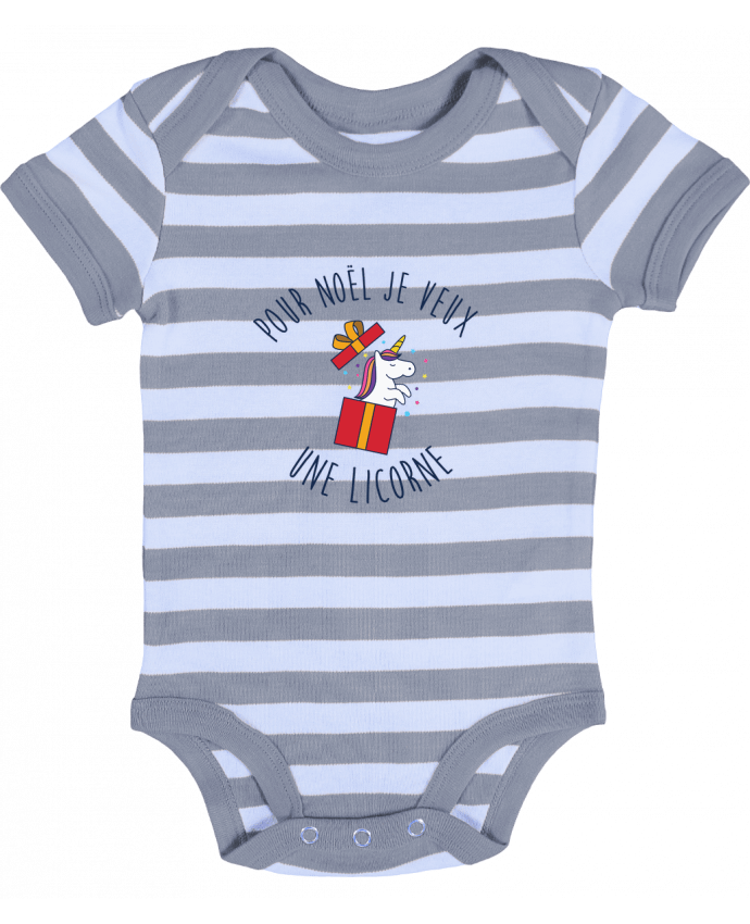 Baby Body striped Noël - Je veux une licorne - tunetoo