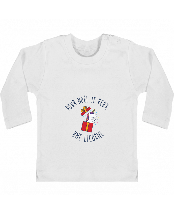 Baby T-shirt with press-studs long sleeve Noël - Je veux une licorne manches longues du designer tunetoo