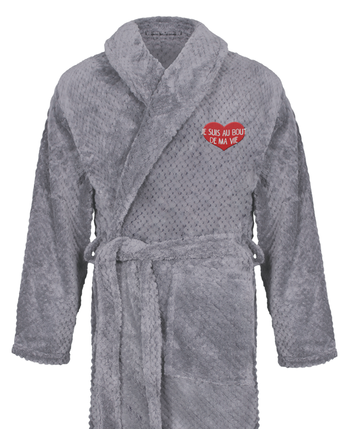 Bathrobe Men Soft Coral Fleece Je suis au bout de ma vie by tunetoo