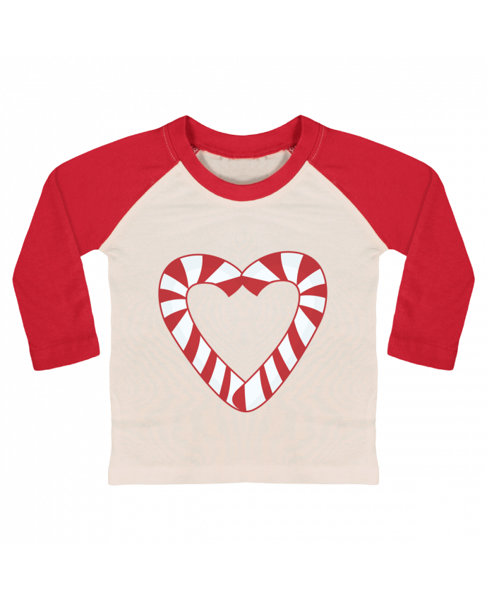 T-shirt baby Baseball long sleeve Christmas Candy Cane Heart by tunetoo