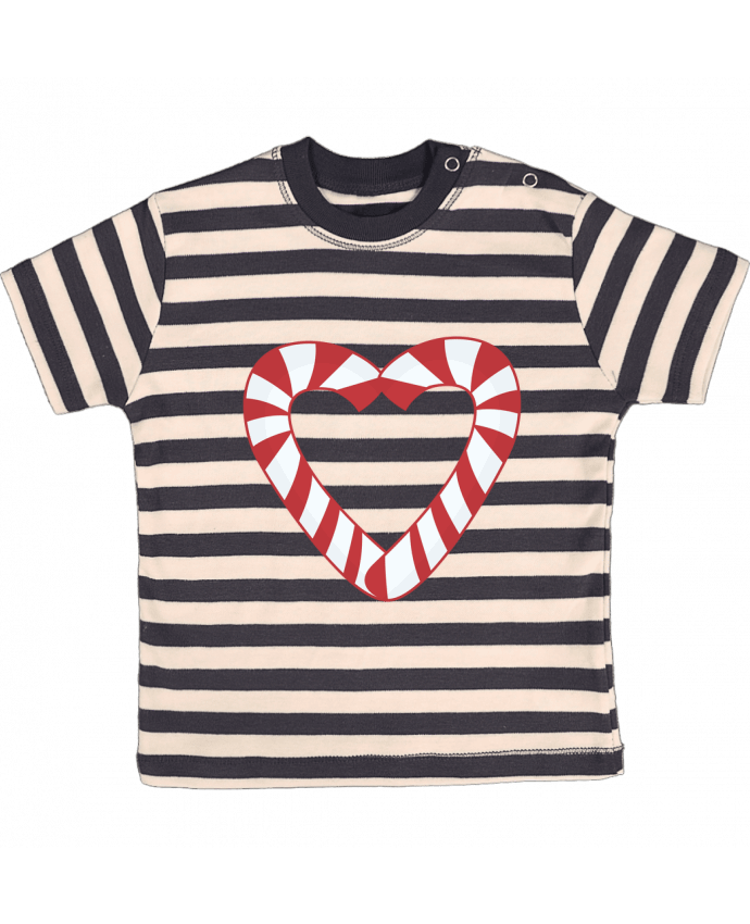 T-shirt baby with stripes Christmas Candy Cane Heart by tunetoo