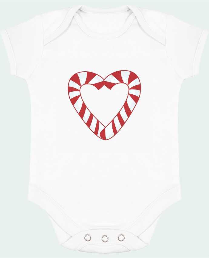 Body bébé manches contrastées Christmas Candy Cane Heart par tunetoo